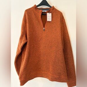 Peter Millar Mens Large Crown Fleece Quarter Zip Squash Orange NEW $158